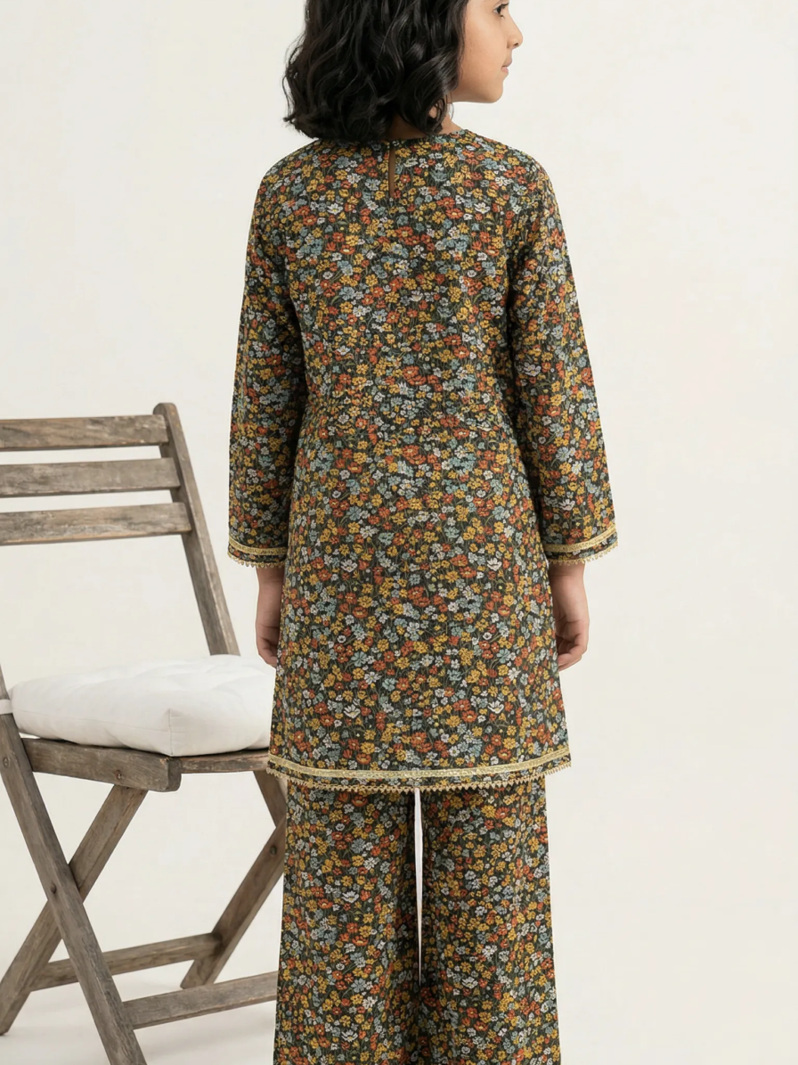 Floral print kurta palazzo for girls by Level Apparels Pakistan